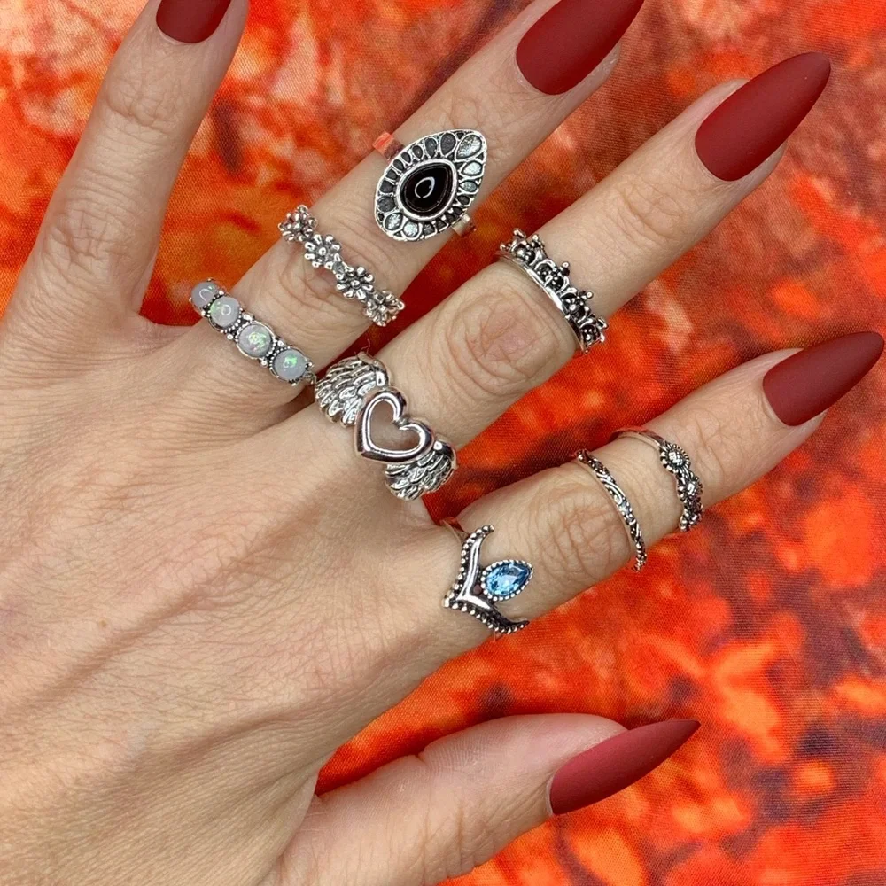 3/$10 NEW Boho Style Rings & MIDI Rings Design Mix / silver tone Bundle NWOT - Picture 1 of 9